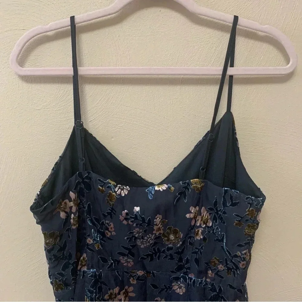 Lulus Evenings with You Dark Teal Floral Velvet Asymmetrical Dress - Picture 9 of 16